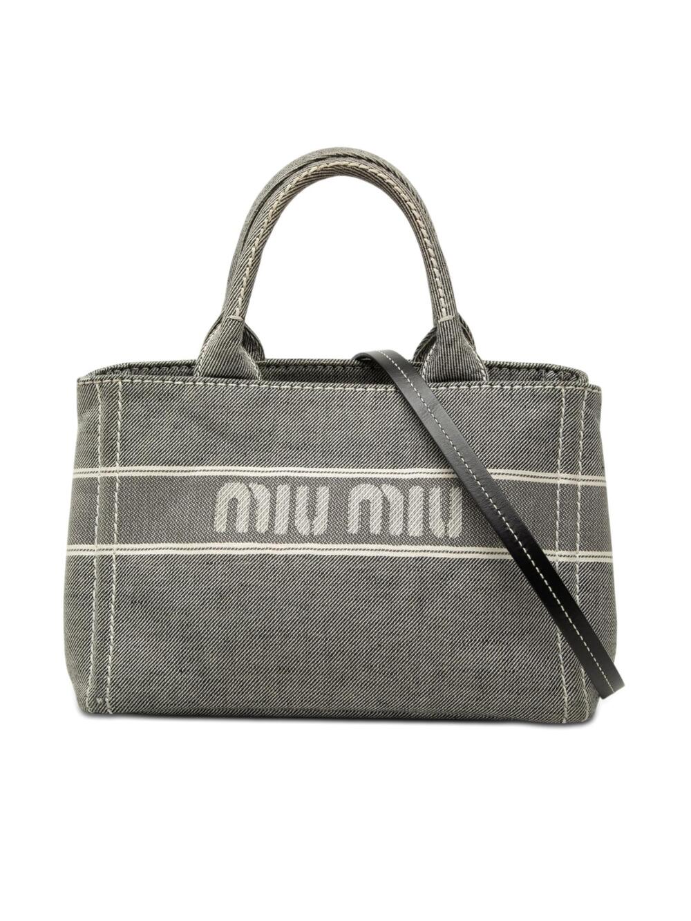 Miu Small Denim Logo Satchel #346359M84B